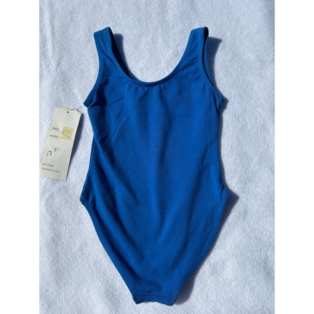 Vintage Body Flex Kids Blue Leotard Bodysuit Size 4/5 Made in USA NWT Royal Blue - Picture 4 of 6